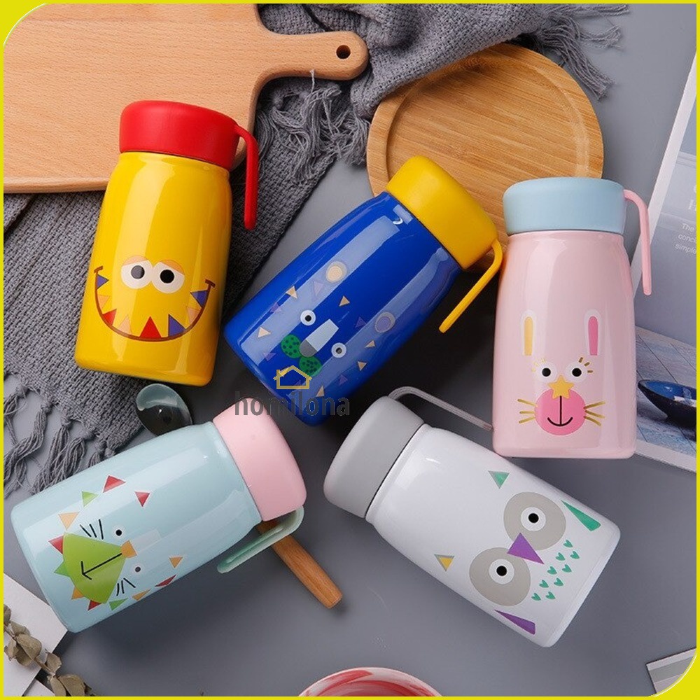 Botol Minum Thermos Anak Lucu Stainless BPA Free 380ML - MEIKE XJX-1304 - White Blue