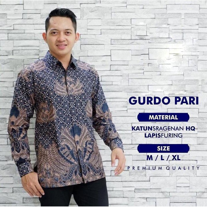 Gurdo Pari Kemeja Batik Solo Lengan Panjang Lapis Furing Atasan Premium Modern Pabrik Produsen ORI JANJI KAMULYAN SETYO KMAULYAN PEKSI KHAYANGAN ASWOMULYO CEMANI NAVY ULU KAMULYAN KEMBANG LOMBOK ADIPATI OPO PINK PROBOSETO PERMATA BIRU BATIK SOLO AMANAH