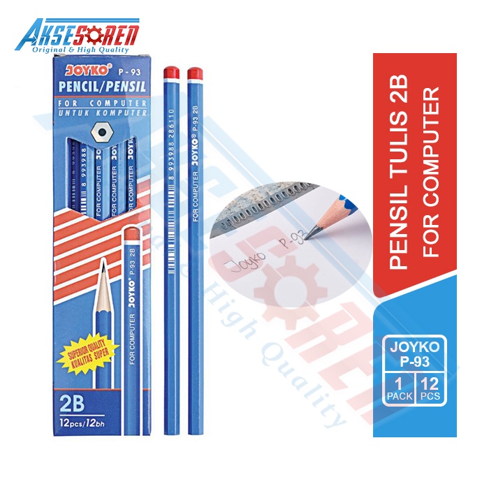 

Pensil 2B Joyko [P-93/12 pcs] / Alat Tulis Ujian Komputer / Pencil Gambar Menulis [1 Pack]