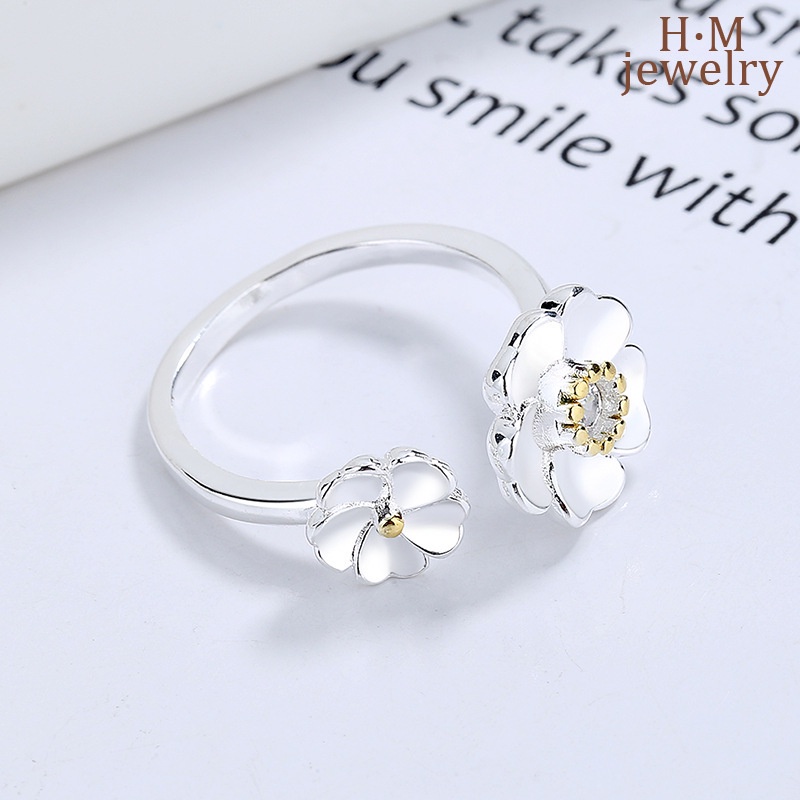 Cincin Model Terbuka Adjustable Desain Bunga Kecil