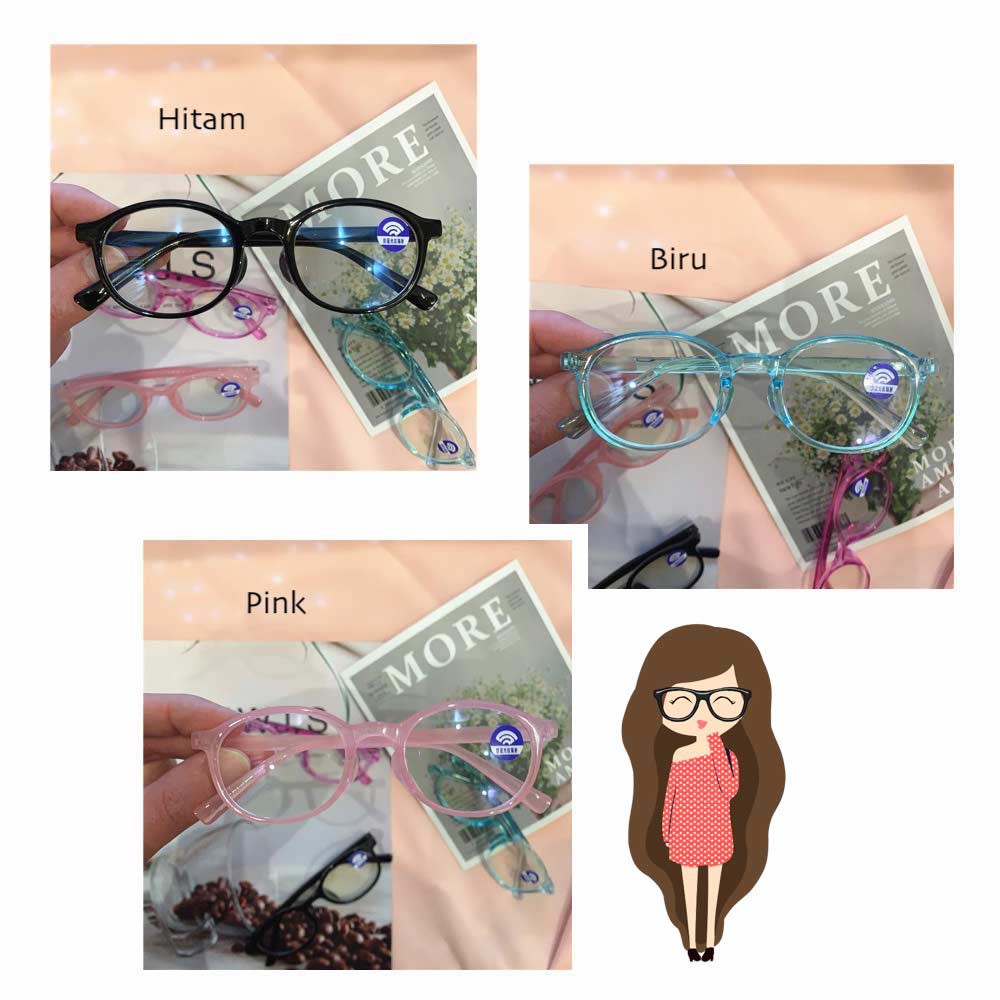 Kacamata Anak Anti Radiasi Blue Ray (Design Korea) Laki-laki &amp; Perempuan - HM640 Group FREE Sarung