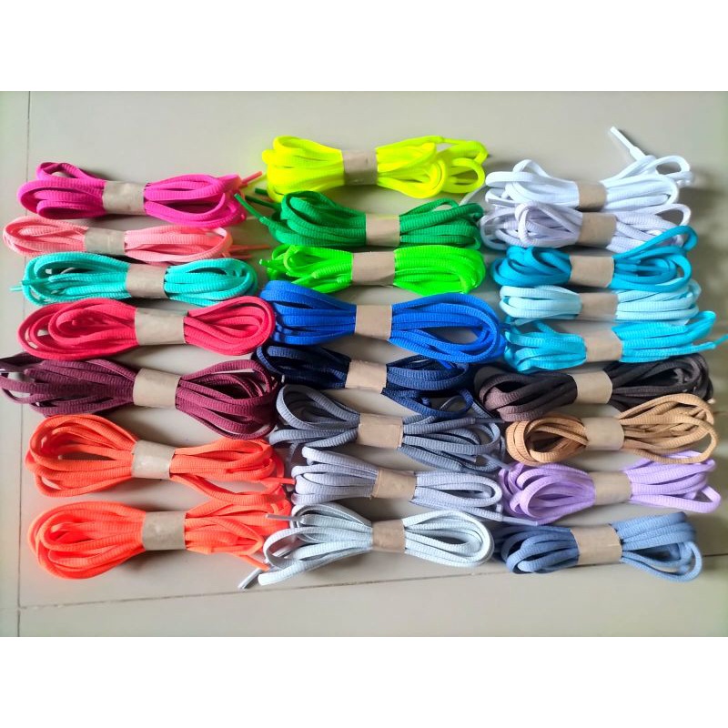 Tali Sepatu Oval Bulat 100cm Adidas Putih Hitam Merah pink Fanta Hijau Kuning Coklat abu Lilac