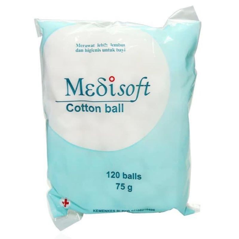 Medisoft Cotton Ball - Bola Kapas 120 Ball - Kapas Bulat Kemasan BIRU