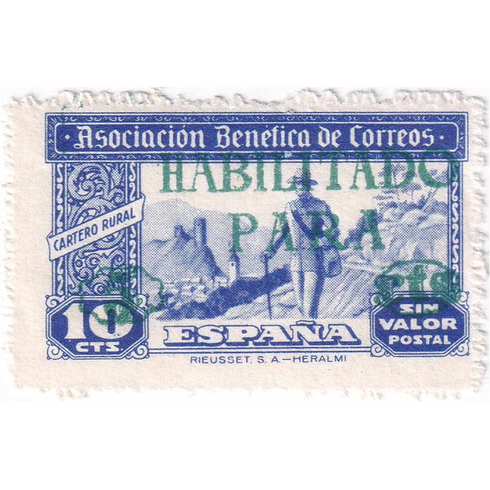 

Prangko Spain 1944 - Asociacion Benefica de Correos (Habilitado) 5C