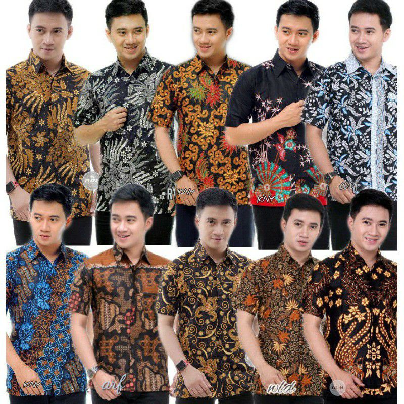 Kemeja Batik Cowok Batik Kondangan Baju Pria Lengan Pendek Corak Wulu Putih