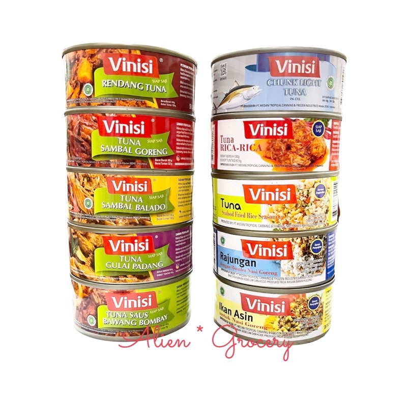 VINISI Tuna Kaleng Chunck Light Tuna in Oil Nasi Goreng 120 130 140 155 160gr