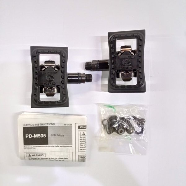 Pedal Cleat Sepeda MTB Shimano PD-M505 Multi Fungsi Sebelah Cleat Sebelah Rata ORIGINAL Include Clea
