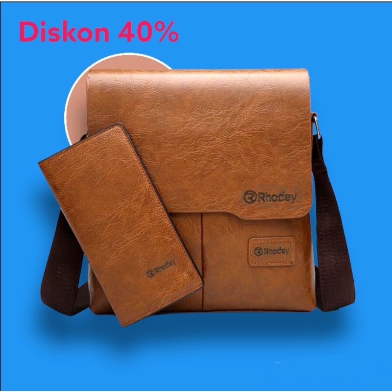 tas selempang pria kulit original import plus dompet 898 keren termurah