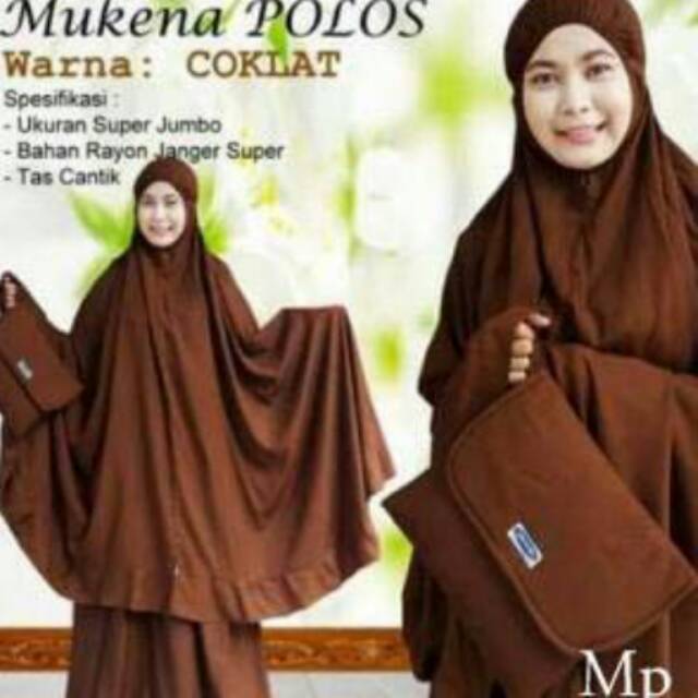 Mukena bali premium polos coklat tua