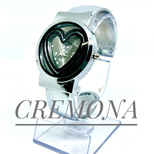 CREMONA Jam Tangan Analog Model Gelang Import Murah Wanita Cewek Motif Love