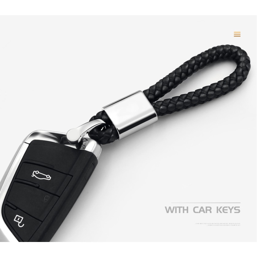 1 pcs Auto Kulit Merajut Logam Keychain Mobil Keyfob Disesuaikan Untuk Logo Mobil Keychain