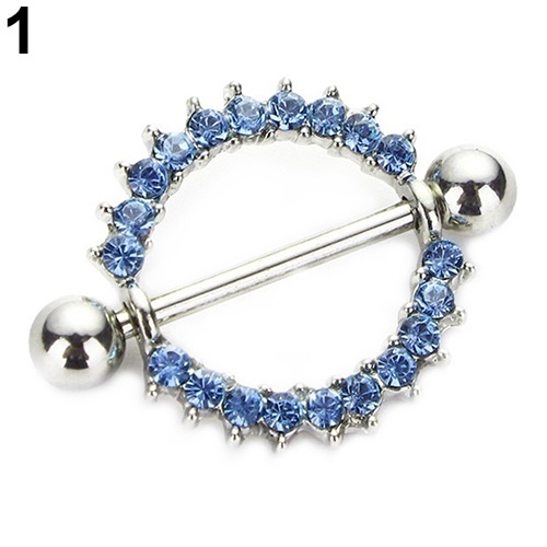 Cincin Tindik Puting Bentuk Bunga Matahari Bahan Baja Aksen Berlian Imitasi