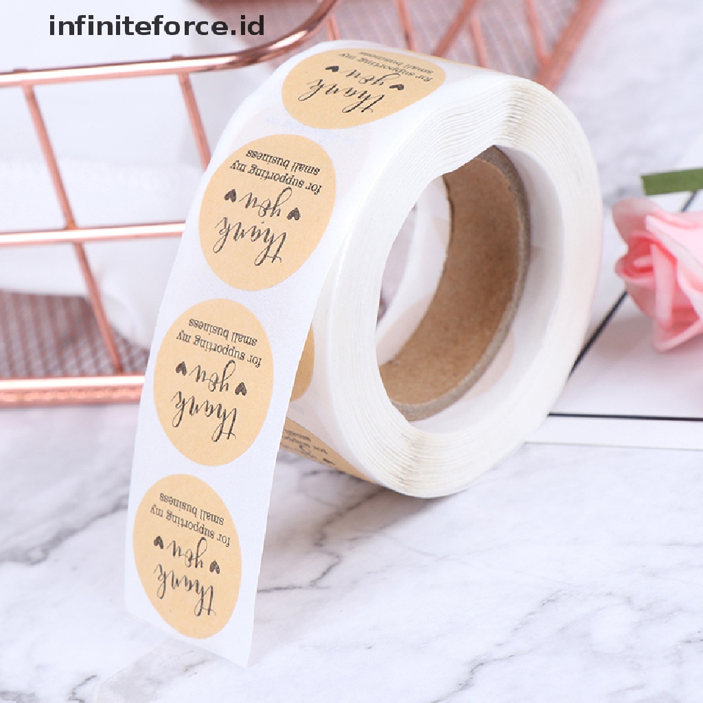 Infiniteforce.id 500pcs / Roll Stiker Label Bulat Tulisan Thank You Handmade