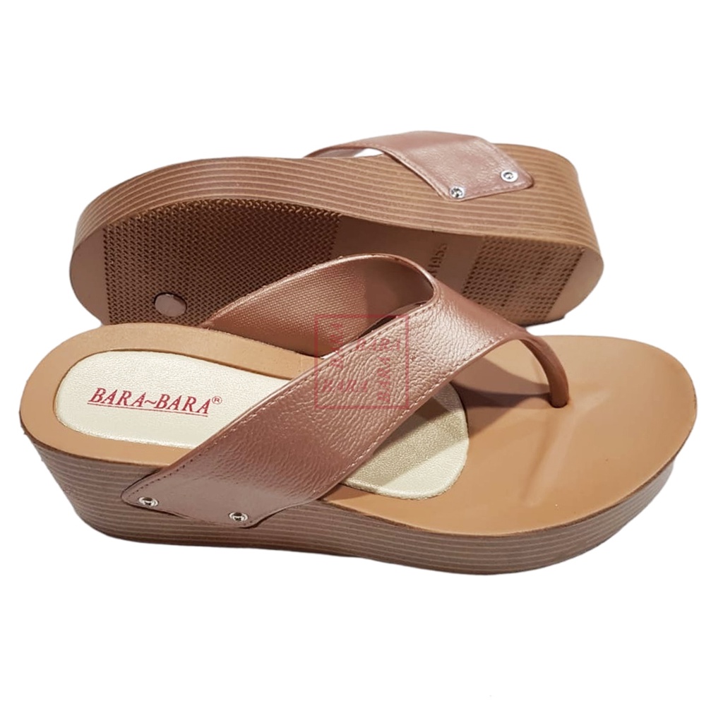 Bara~Bara Sandal Jepit Wedges Jelly Karet Wanita MJZB1955JPL (AW4)-MOKA