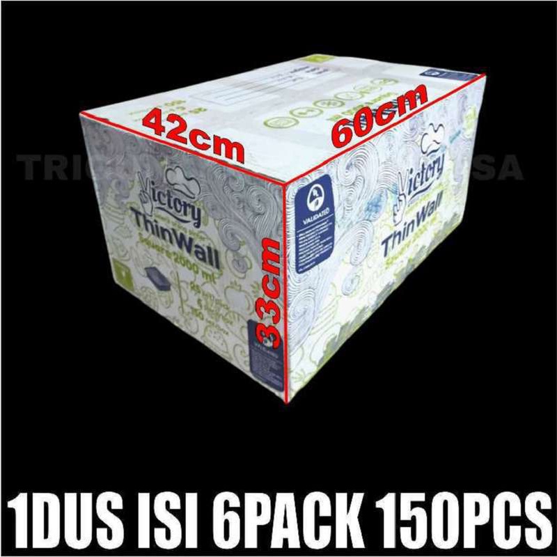 Thinwall Square SQ 2000ml Food Container Box Per Dus Tempat Kotak Makan Plastik