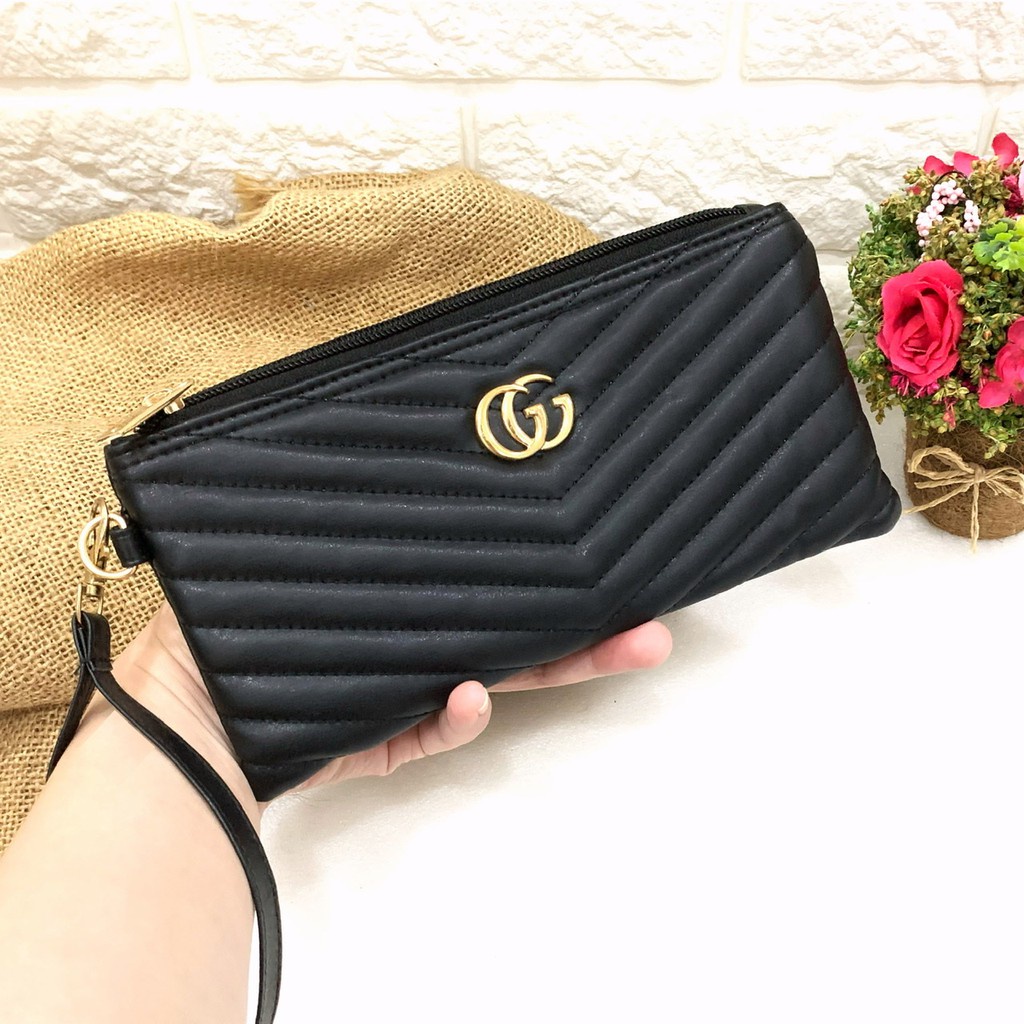 (GROSIRJAYA32) Dompet Gutci hp bordir banyak slot kartu/Dompet panjang wanita kulit bordir