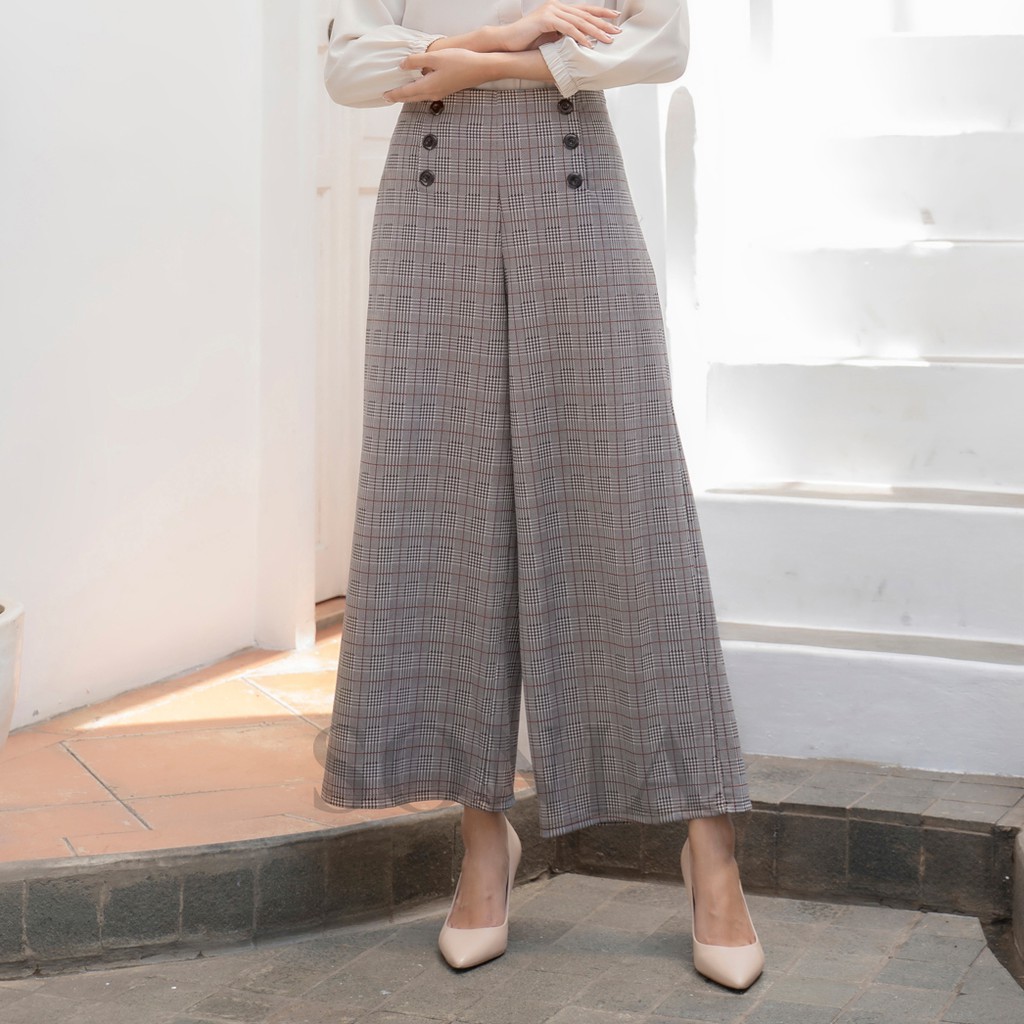 

Sonia - Leia Kulot / Kulot Plaid Lebar Stretch / Celana Kerja Kotak-kotak by SONIA / C1593