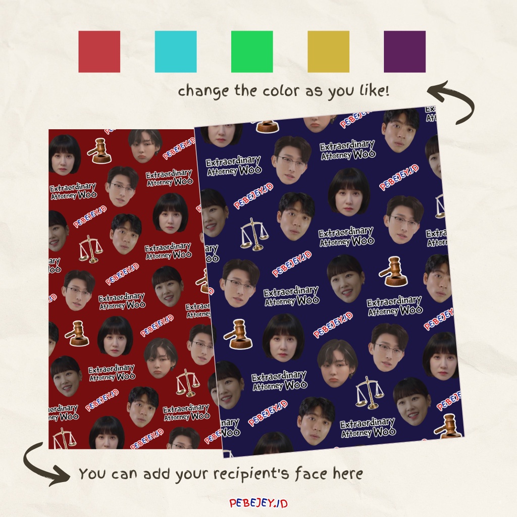 

Extraordinary Attorney Woo Wrapper / Kertas Kado / Gift Wrap / Bungkus / HVS / Custom / Wrapping