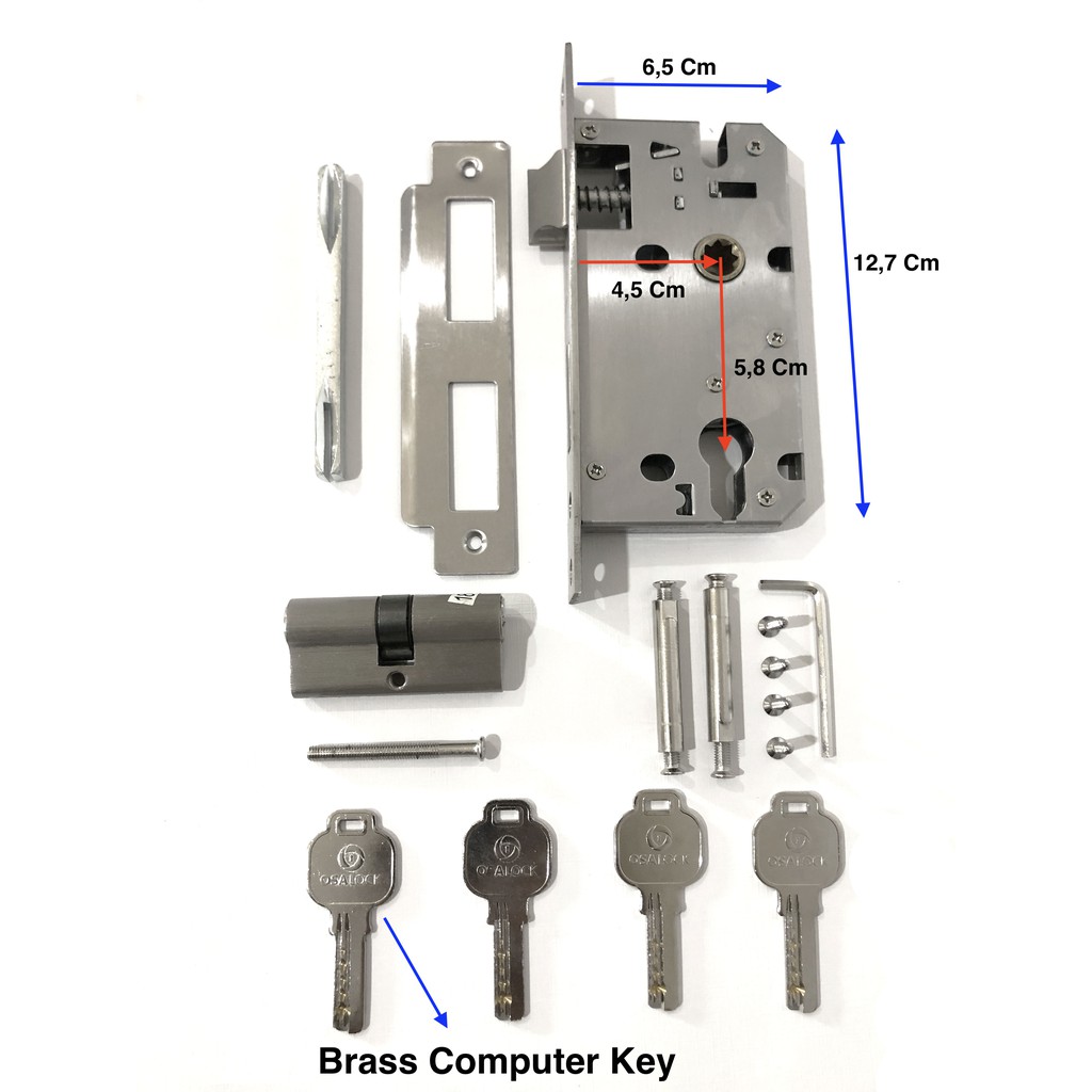 (KOMPLIT) Kunci Pintu / Gagang Pintu / Handle Tanggung Stainless Steel OSALOCK Berbagai Model