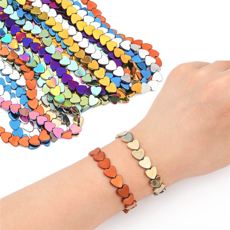 Manik-manik Batu Hematite Alami Bentuk Hati Ukuran 4 / 6 / 8 / 10mm Untuk Membuat Perhiasan Gelang Dan Kalung