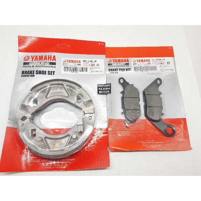 PAKET KAMPAS REM BELAKANG DAN KAMPAS REM DEPAN MIO SPORTY MIO J XEON GT 125 SOUL GT 115 ORI YAMAHA