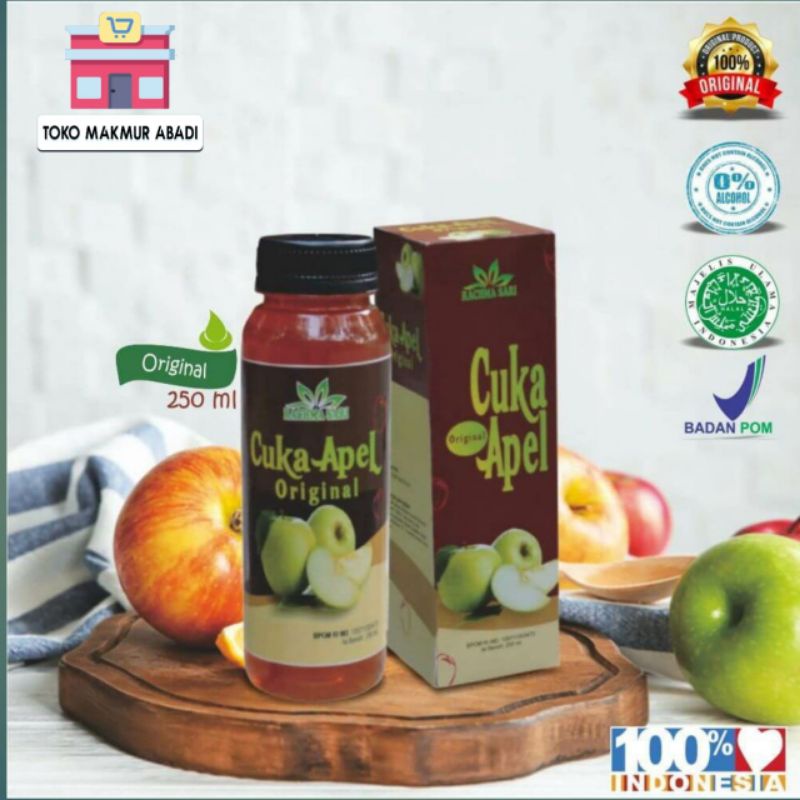 Apple Cider Vinegar With Mother Sari Cuka Apel Murni ORIGINAL 250ml - CUKA APEL NUTRISI KESEHATAN