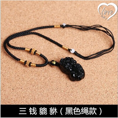 Natural Obsidian Pendant Crystal Necklace Lucky Fortune Pasangan Pendant