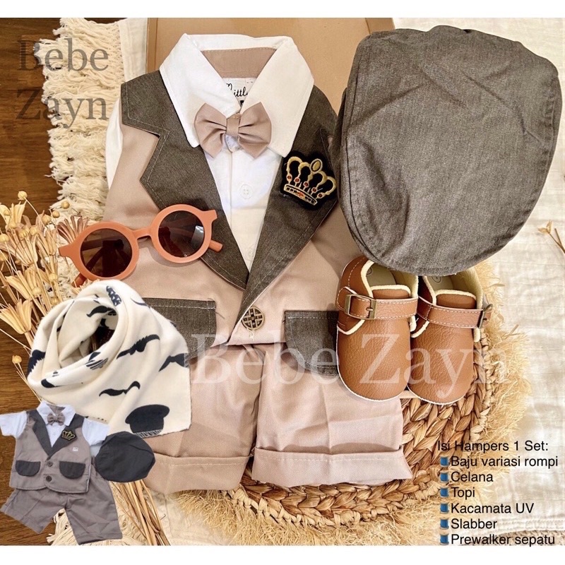 {BEBE ZAYN} Hampers baby/ hampers bayi/ baby gift/ kado bayi/ baby newborn/ Baby Boy/ Baby Boy Set-Tuxedo Kings Mocha