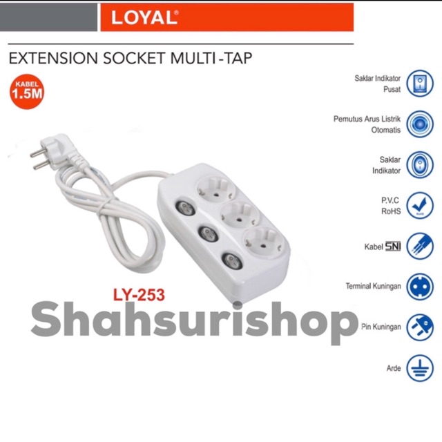 STOP KONTAK LOYAL LY 253 3 LUBANG 1,5 METER EXTENSION SOCKET MULTI TAP