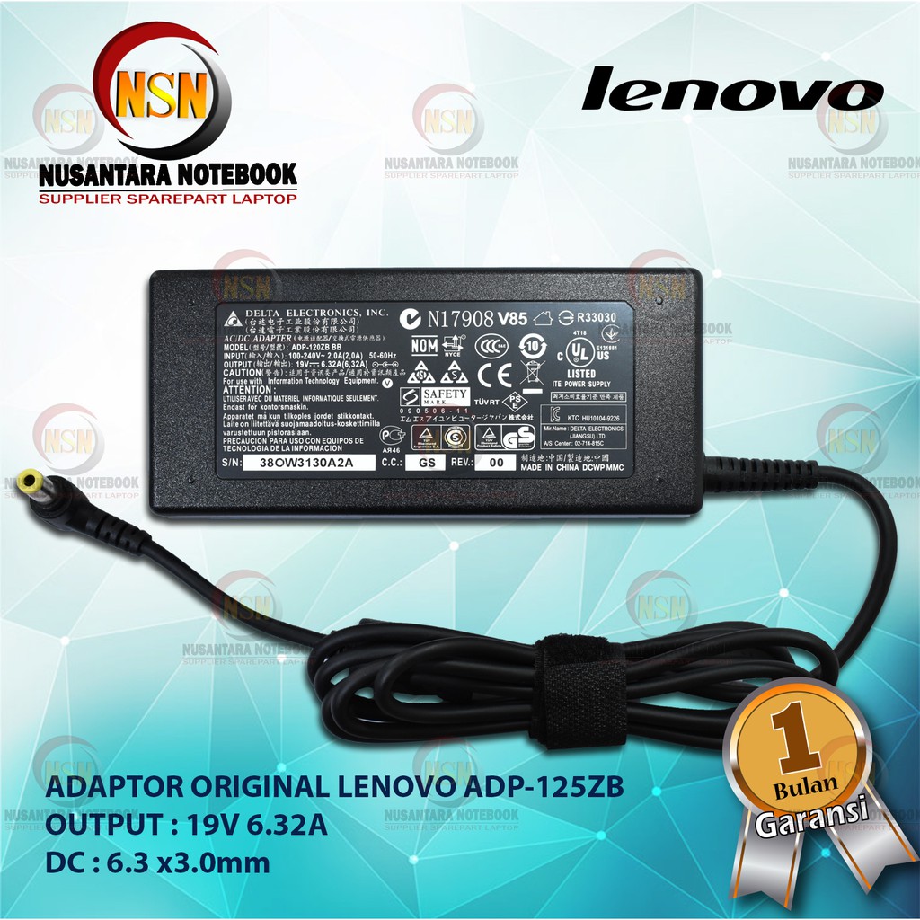 Adaptor Original Lenovo Delta ADP-120ZB 19V 6.32A DC 6.3 x3.0mm