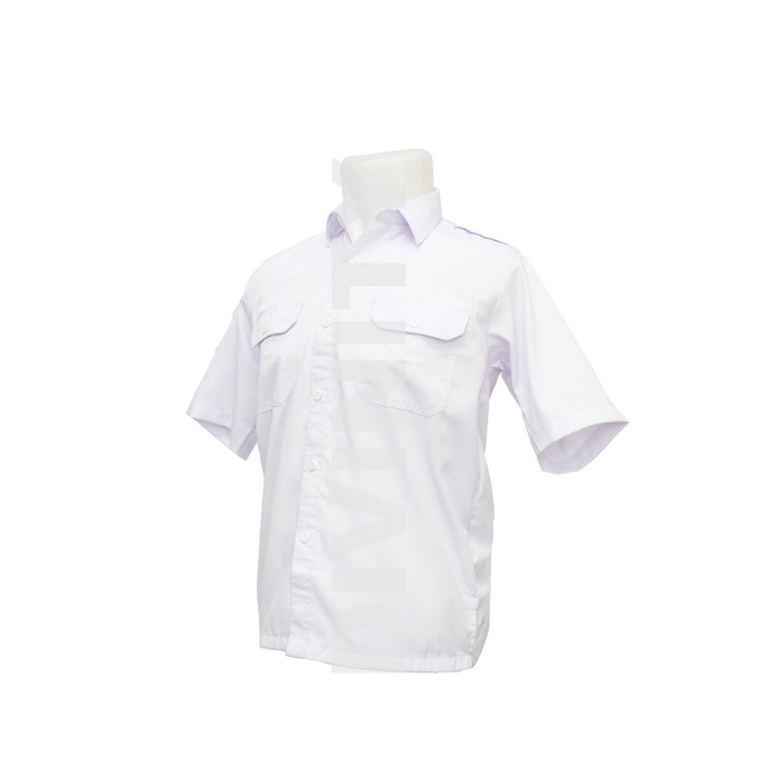 TERMURAH- BAJU KEMEJA PILOT PUTIH SERAGAM PDH OB SATPAM BAHAN DRILL - Hitam