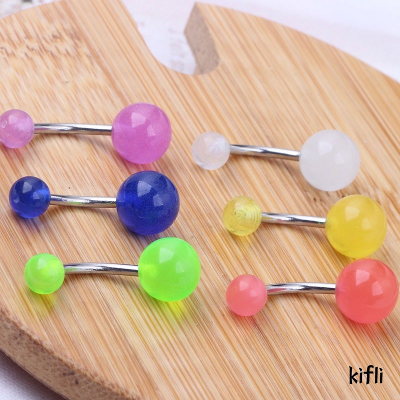 1pc Anting Tindik, Perut Pusar Bahan, Stainless Steel, Akrilik Luminous Dengan, Untuk Wanita