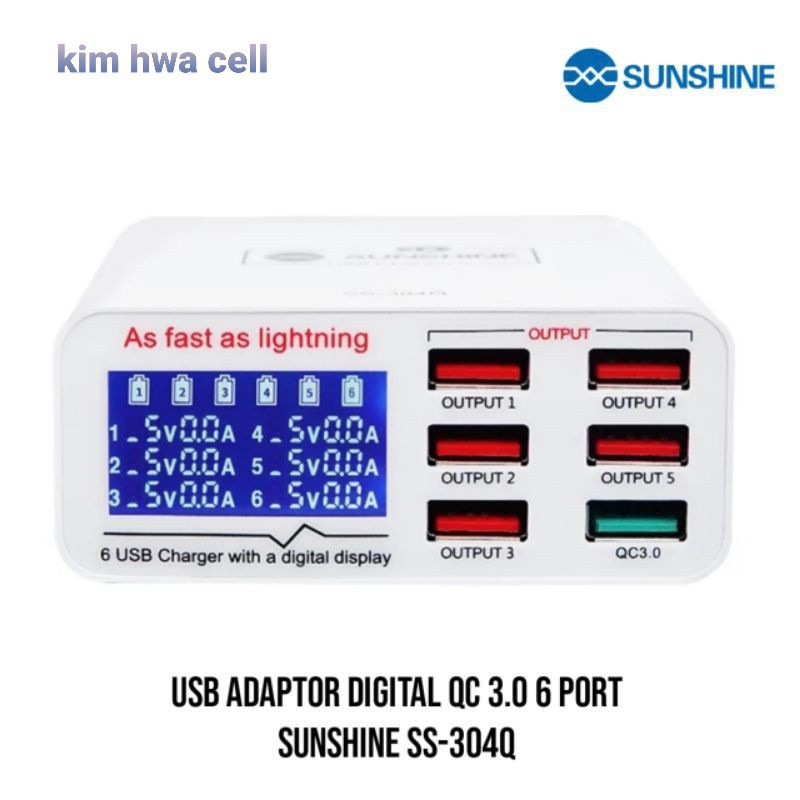 ADAPTOR CHARGER SUNSHINE SS-304Q 6 PORT USB (DIGITAL)