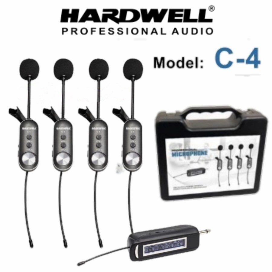 Mic Wireless HARDWELL C 4 / C4 ORIGINAL 4 Mic Clip On Wireless + KOPER