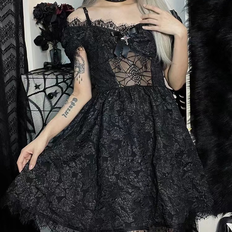 Vintage Halloween Off Shoulder Lace Mini Dress 8494 (S/M/L)