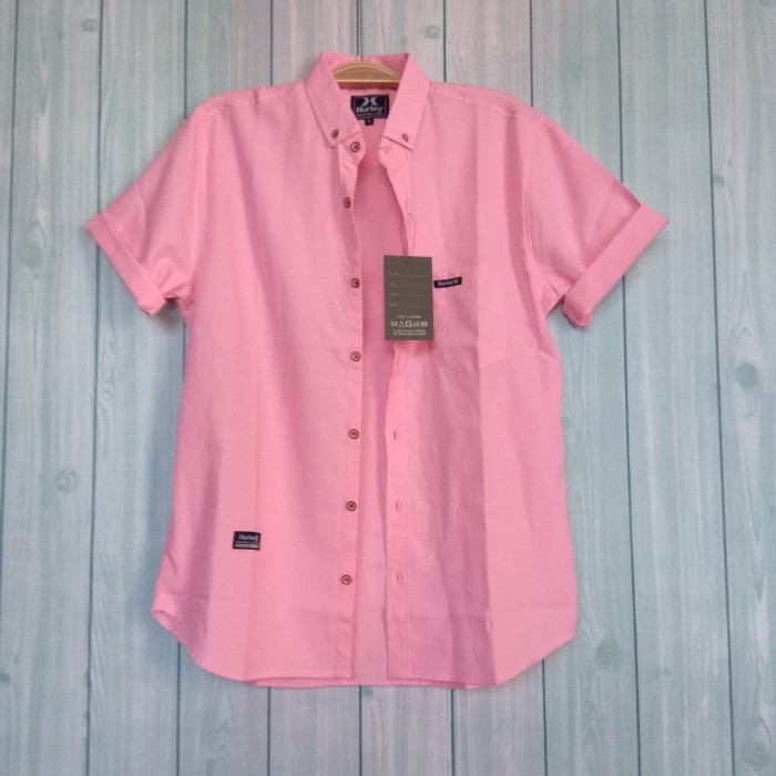 Baju Kemeja Pria BISA COD kekinian terbaru premium termurah F9Y1 kerja warna pink - Merah Muda