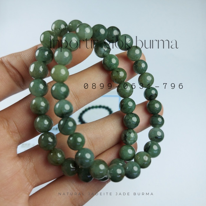 Gelang batu alam Giok burma asli natural jadeite jade size 7.6 mm ori