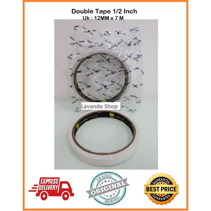 

DOUBLE TAPE 1/2 INCH 12MM X 7 METER / DOUBLE TAPE SETENGAH INCH