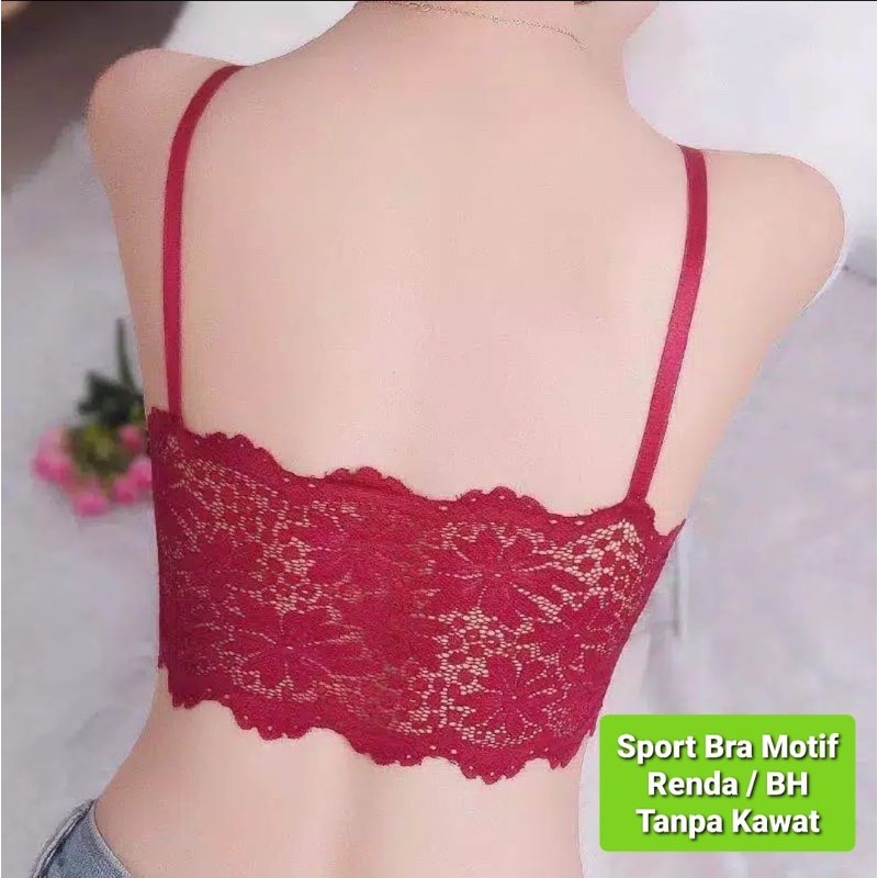 sport bra motip renda BH tanpa kawat