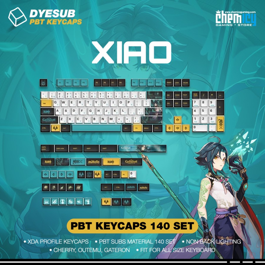 Genshin Impact Xiao PBT Keycaps 140 set XDA Profile