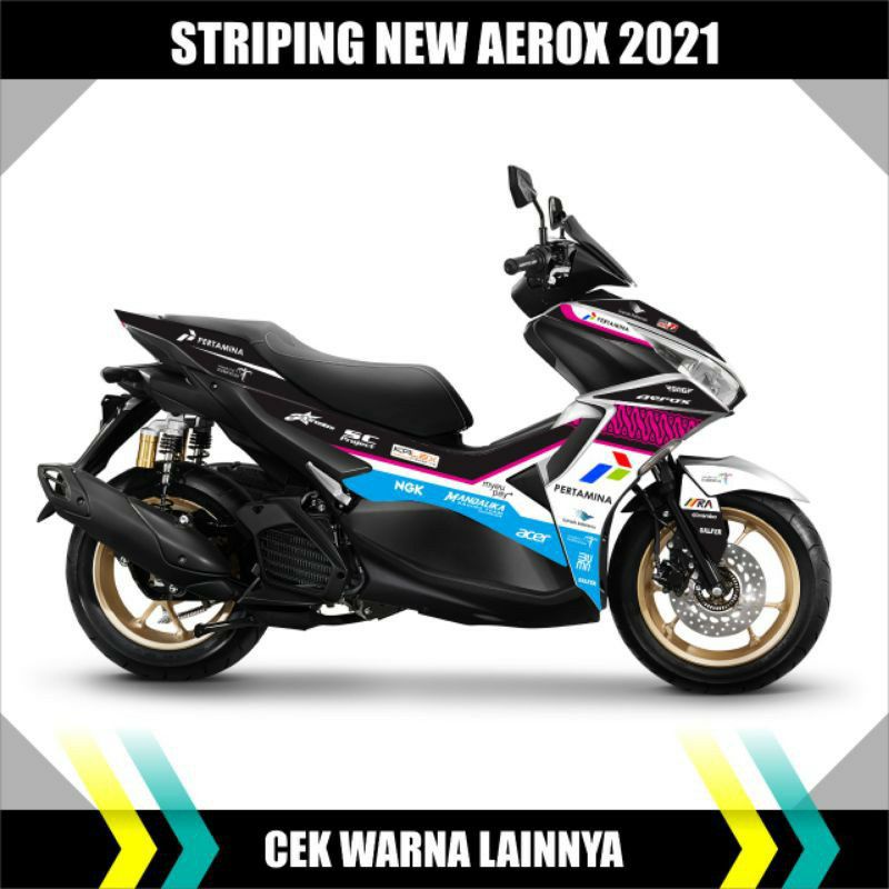STIKER STRIPING MOTOR VARIASI AEROX NEW 2021 MOTIF PERTAMINA MANDALIKA
