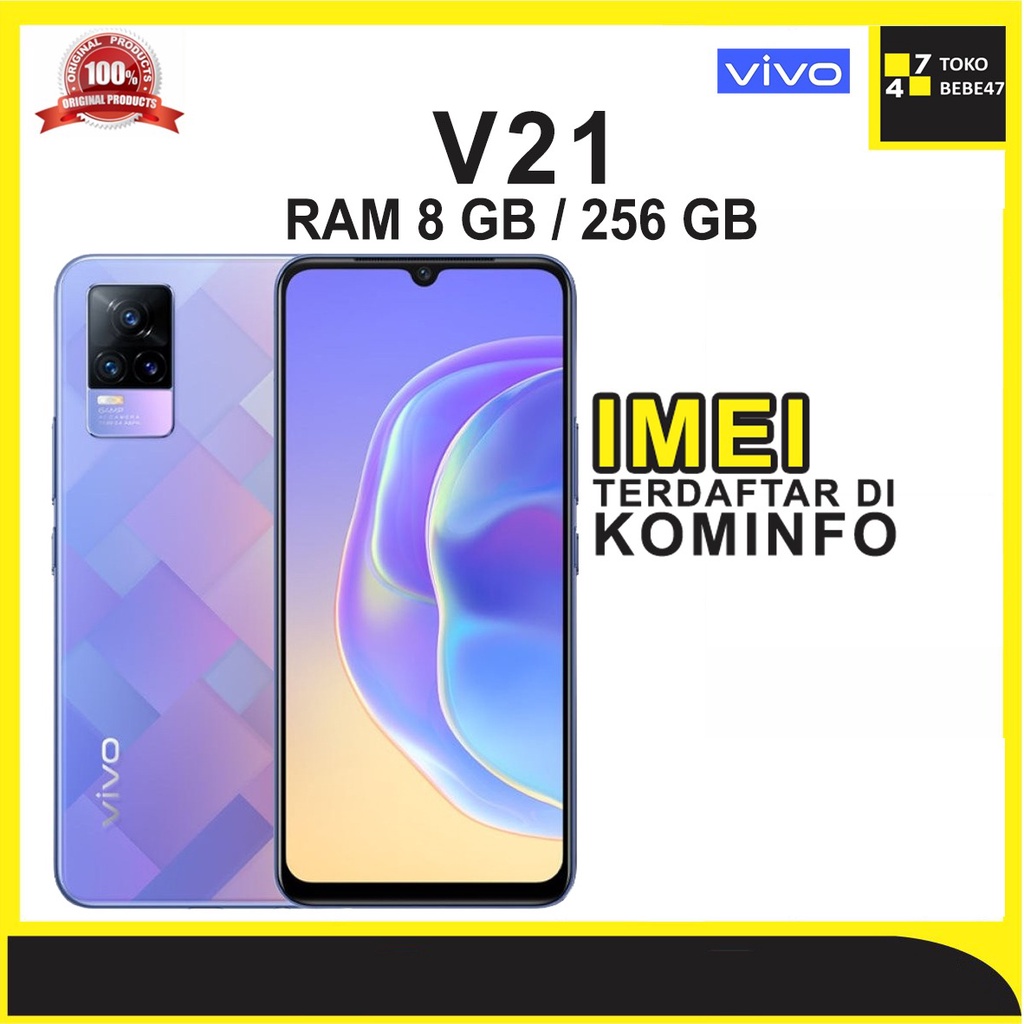 VIVO V21 4G 8+3/256 GB GARANSI RESMI TERBARU NEW