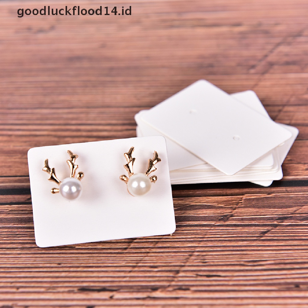 100pcs Kartu Tag Gantung Kosong Bahan Kertas Kraft Untuk Anting Stud