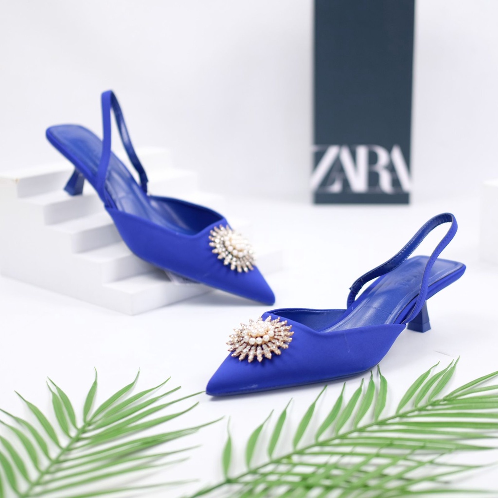 [7.7 Boombastis Sale⚡] - SEPATU HEELS WANITA IMPORT SHIMERY KITTEN SLING BACK PREMIUM ZS419