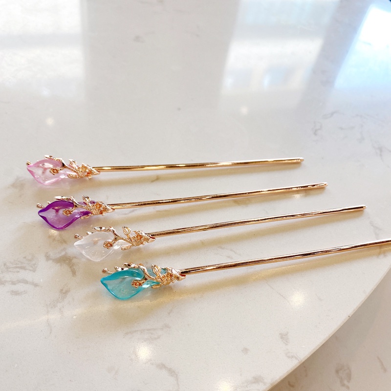 Antique Colored Glaze Inlay Flower Type Metal Hair Stick/ Retro Elegant All-match Hairpin