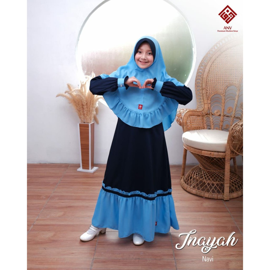 Gamis Set Jilbab Anak Remaja Perempuan Terbaru Inayah Series Junior 7-13th Original by ANV KIDS