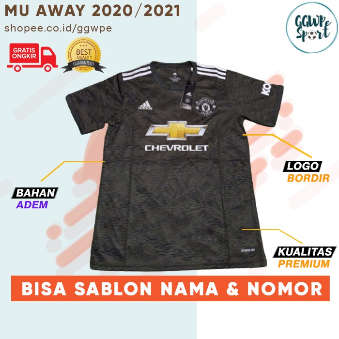 JERSEY MU 2020 2021 AWAY HITAM TERBARU PREMIUM QUALITY KUALITAS JAMINAN TERBAIK