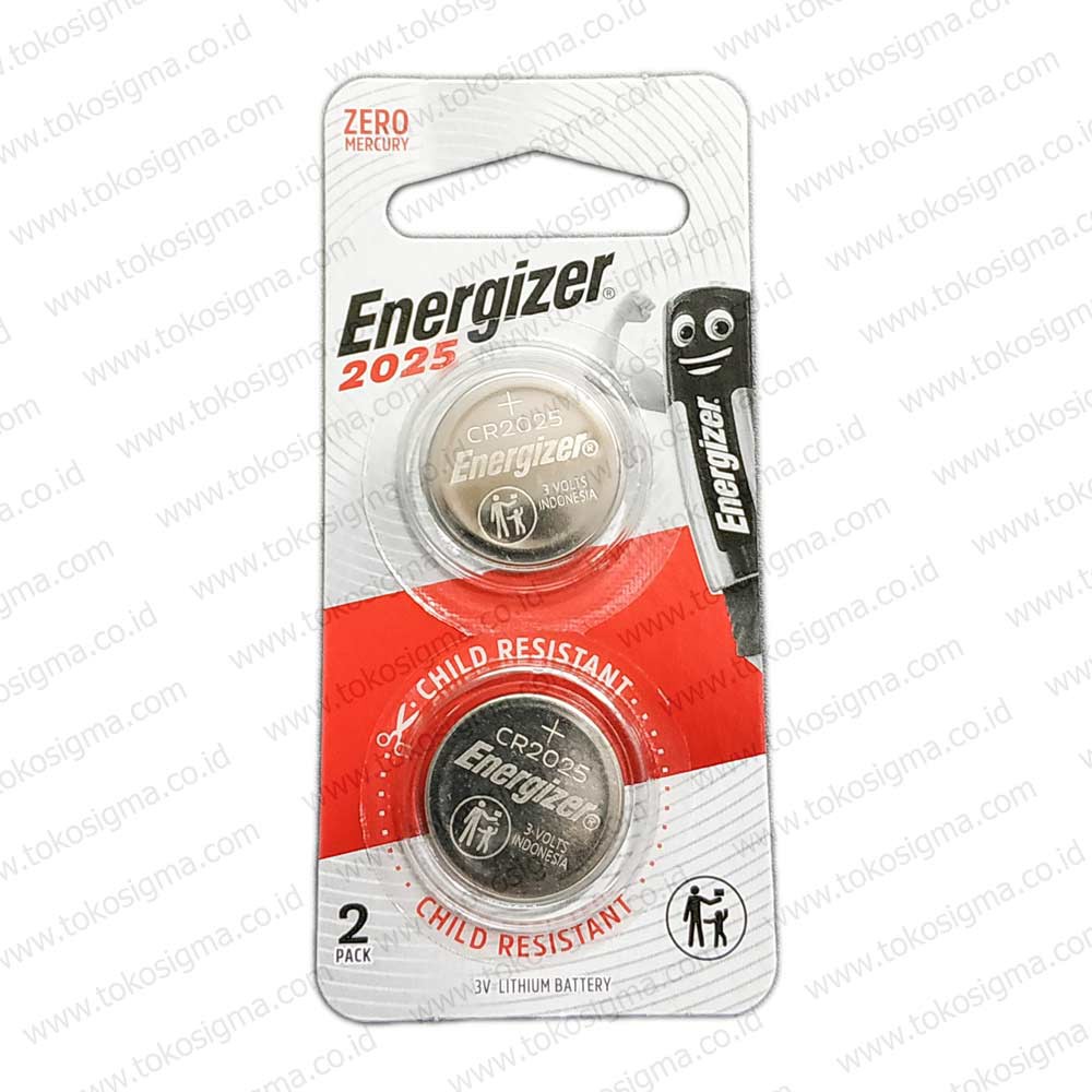 ENERGIZER CR 2025 3V LITHIUM COIN CELL BATTERY - Baterai koin kancing CR2025 ISI 2 PCS