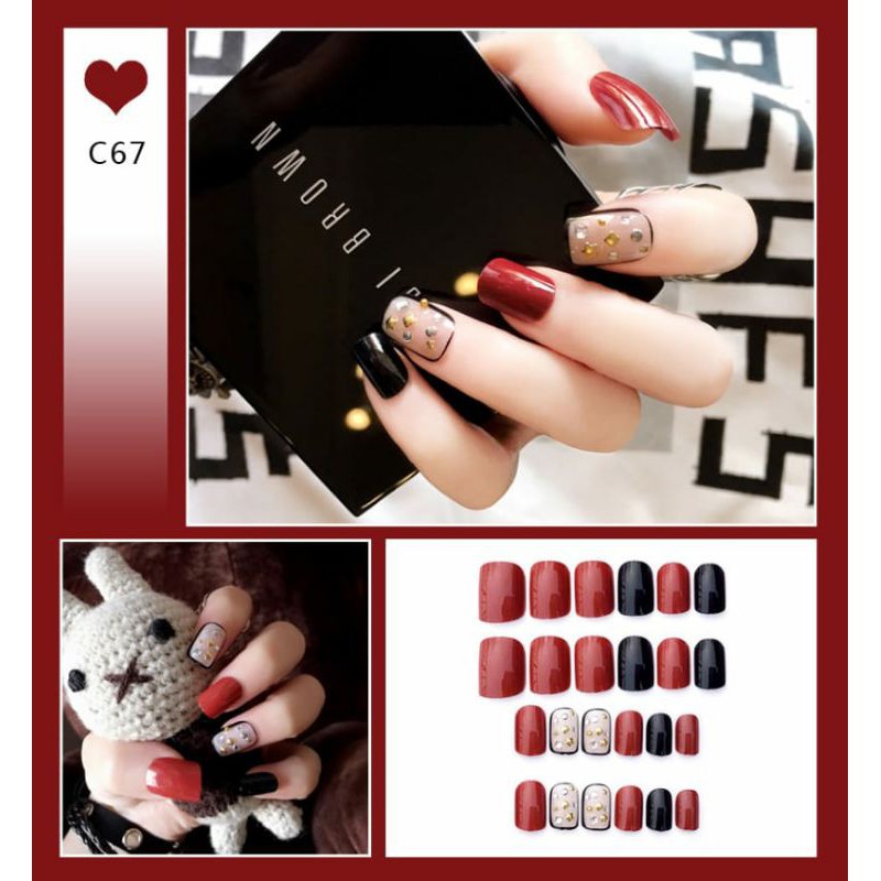 kuku palsu isi 24 fake nails free lem nail art wedding false nail hokkyshop
