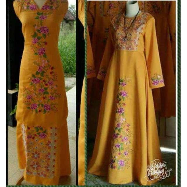 BAHAN BAJU KURUNG| BAKAL BAJU MELAYU | DASAR BAJU KURUNG BORDIR BENANG MAS